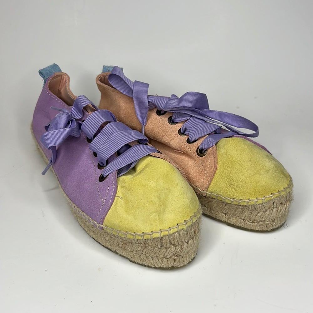 Manebi Colour-block Lace-up Espadrilles Size 7 ~ NEW